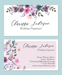 Pink Floral Soft and Simple Watercolor Name Card