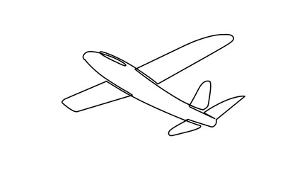 Continuous line sketch of airplane. single line drawing of isolated vector object - toy aircraft. Airplane continuous line vector illustration.