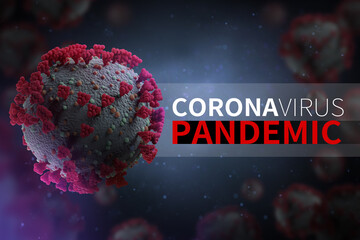 3D illustration of corona virus coronavirus COVID-2019 in microscope