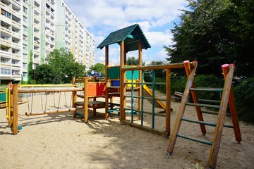 Fototapeta na wymiar Architecture of the city of Lodz - playground for children on the estate
