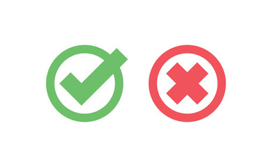 Check marks. Tick and cross vector icons. Yes and No symbols. Checkmarks.