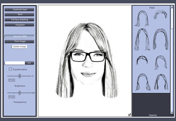 Facial composite software for reconstructing suspected person's face