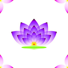 The Lotus flower is lilac,profile, white background, geometric pattern, vector.