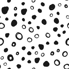Hand drawn circles seamless pattern. Random dots loop texture background.