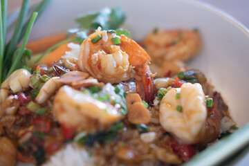 Fried Shrimp with garlic pepper in bowl