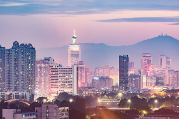 City district view at evening time. Shenzhen.