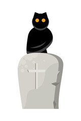 halloween graveyard tomb cemetery with owl
