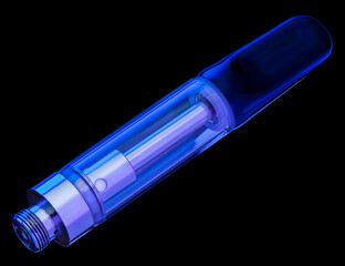 Cannabis Vape Cart with Glass Body for THC & CBD on black background