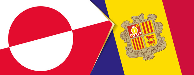 Greenland and Andorra flags, two vector flags.