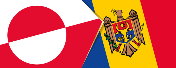 Greenland and Moldova flags, two vector flags.