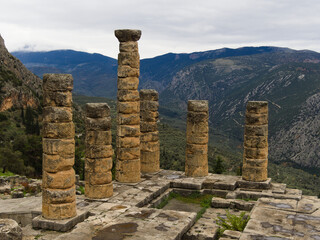 Temple of Apollo in Delphi, Greece. UNESCO world heritage.