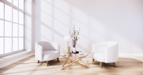 interior design has a armchair on empty room japanese design,3D rendering