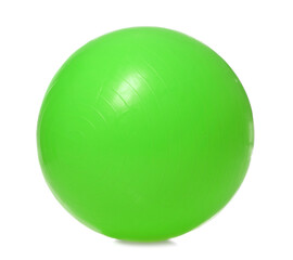 New green fitness ball isolated on white