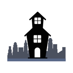 Isolated haunted house silhouette on the city vector design