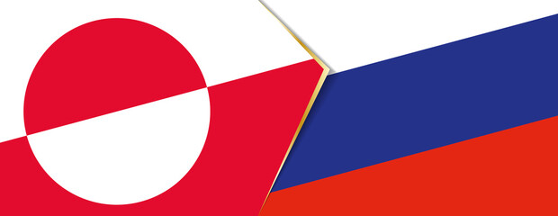 Greenland and Russia flags, two vector flags.