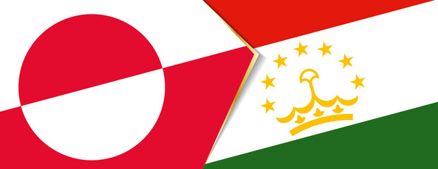 Greenland and Tajikistan flags, two vector flags.