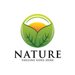 Leaf nature eco green logo concept icon vector template.