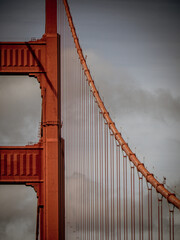 Special orange-coloured paint coats the towers and cables of the Golden Gate Bridge near San Francisco