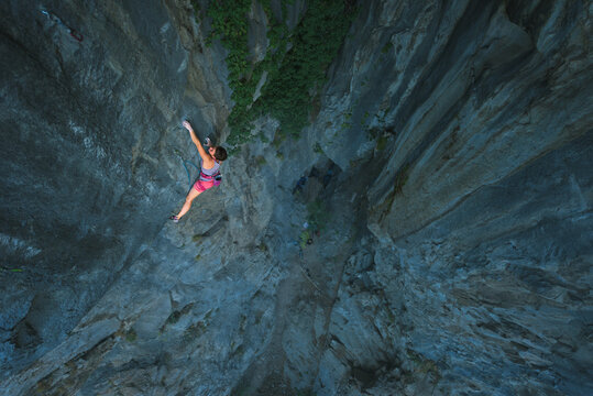 Powerful female sport climber
