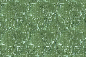 Green Damaged Fence. Abstract Tree Pattern. 