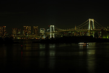 Fototapeta na wymiar A view of Tokyo at night with yellow lights