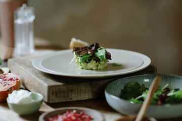 Appetizing exquisite vegetable meal on dish