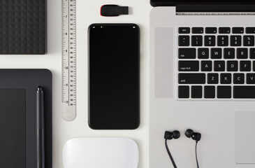 Graphic Designer Workspace From Above