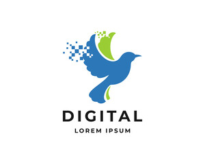Bird Digital Logo Design Template