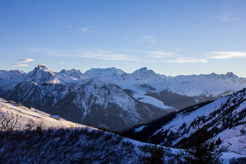 View of Mountains above Champagny en Vanoise, French Alps