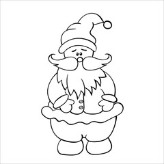 Cute Santa Claus character. Hand drawn Christmas sketches in doodle style. Isolated vector object on a white background. Winter design elements for New year decor, coloring books.