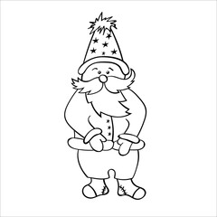 Cute Santa Claus character. Hand drawn Christmas sketches in doodle style. Isolated vector object on a white background. Winter design elements for New year decor, coloring books.