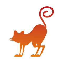 Halloween orange cat silhouette vector design