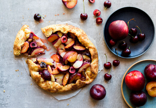 Sweet Plum Cherry and Nectarine Galette Tart