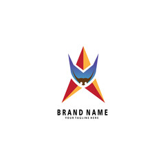 Fototapeta premium red bull logo illustration star design color vector template