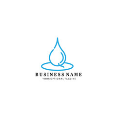 business logo financial line water drop illustration with color vector design
