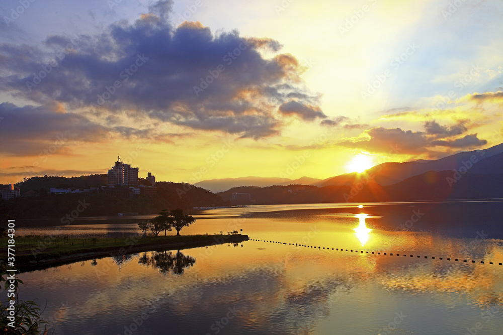 Canvas Prints Taiwan Nantou Sun Moon Lake sunrise