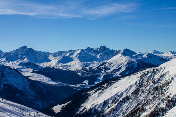 View of Courchevel Ski Area, French Alps