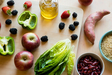 Fresh Ingredients on a chopping board