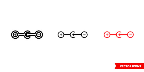 Negative polarity icon of 3 types color, black and white, outline. Isolated vector sign symbol.