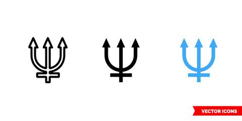 Neptune symbol icon of 3 types color, black and white, outline. Isolated vector sign symbol.