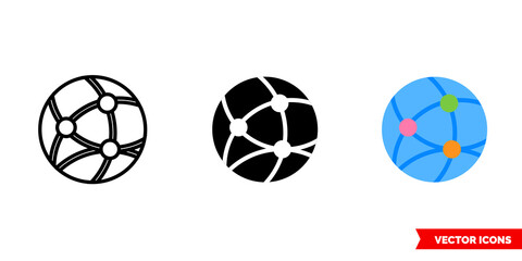 Network icon of 3 types color, black and white, outline. Isolated vector sign symbol.