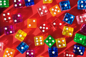 Dice on Red Background