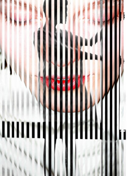 Abstract portrait made in the technique of collage