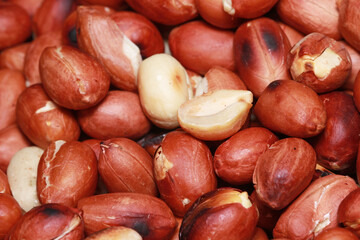 Close up shot of roasted peanuts
