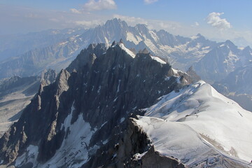 Superb views of the snowy alps from France and Italy around Mont Blanc. 