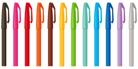 イラスト素材　ペン　文房具　マーカー　蛍光ペン　サインペン　ベクター