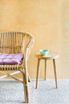 Modern Chair With Wooden Side Table