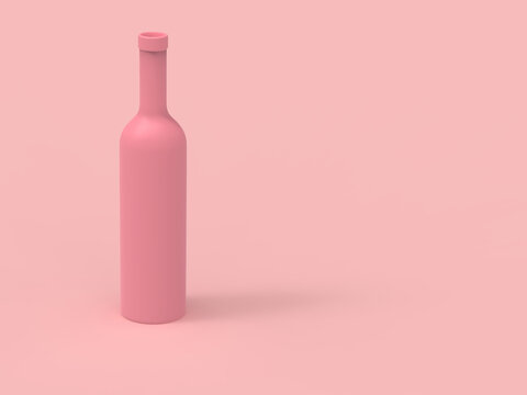 Pink bottle on a pink background. Shadow of the object.3D image.