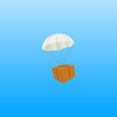 Icon of realistic box with parachute. Vector illustration eps 10