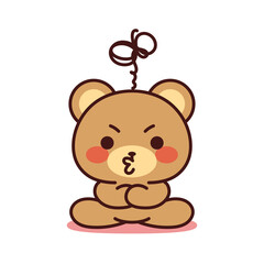 Isolated sitting bear kawaii. Emoji of a bear - Vector
